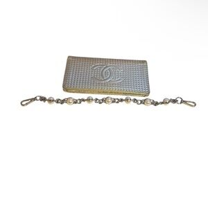 Rare CHANEL Metallic Silver Wallet -Rehab with unbranded Chain
